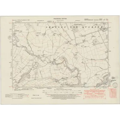 1947 Map of Durham X.SE, 1951 Print
