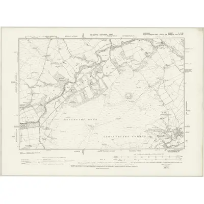 1895 Map of Durham X.SW, 1898 Print