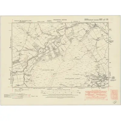 1947 Map of Durham X.SW, 1951 Print