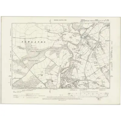 1895 Map of Durham XI.NW, 1899 Print