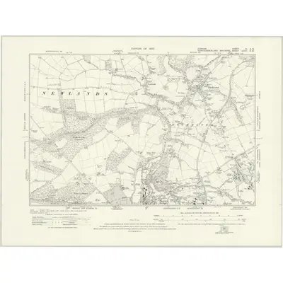 1916 Map of Durham XI.NW, 1923 Print