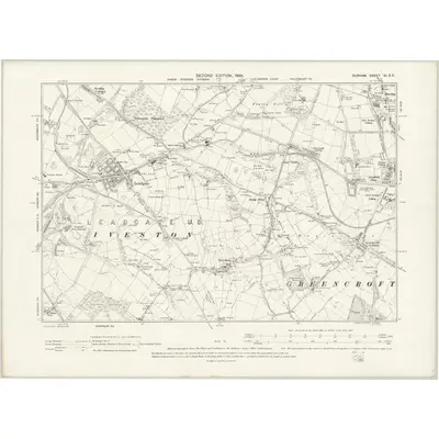 1895 Map of Durham XI.SE, 1898 Print