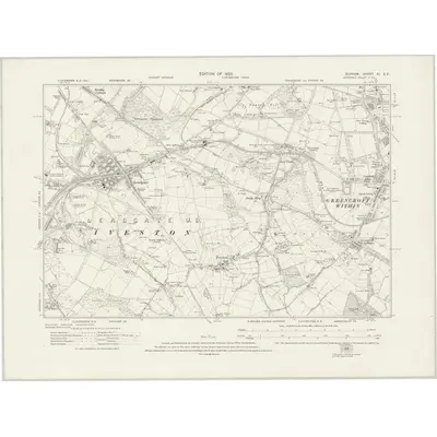 1916 Map of Durham XI.SE, 1923 Print