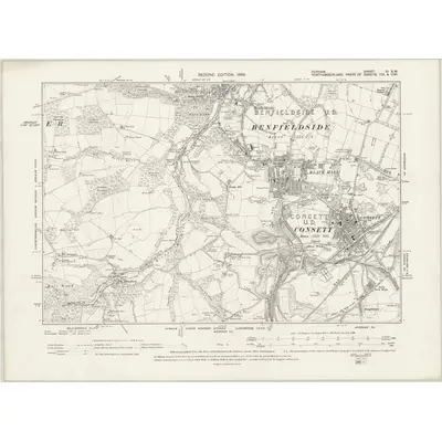 1895 Map of Durham XI.SW, 1899 Print