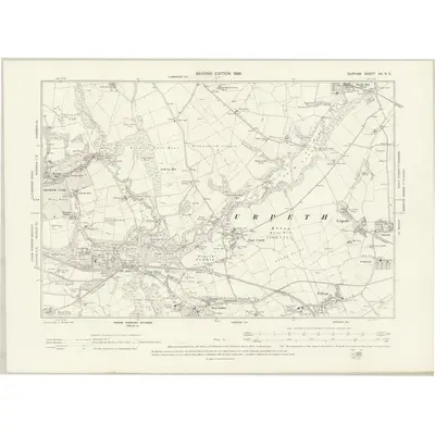 1895 Map of Durham XII.NE, 1898 Print
