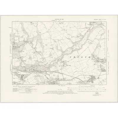 1915 Map of Durham XII.NE, 1921 Print