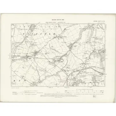 1895 Map of Durham XII.NW, 1898 Print