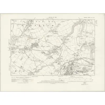1915 Map of Durham XII.NW, 1921 Print