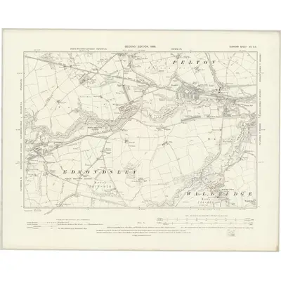 1895 Map of Durham XII.SE, 1898 Print