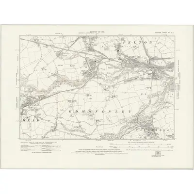 1915 Map of Durham XII.SE, 1921 Print