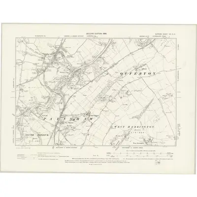 1895 Map of Durham XIII.NE, 1898 Print