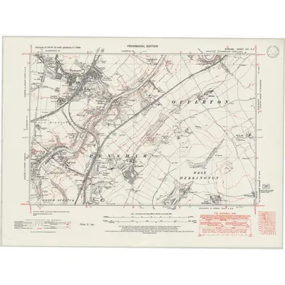 1938 Map of Durham XIII.NE, 1946 Print