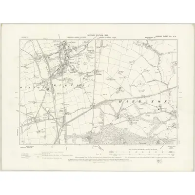 1895 Map of Durham XIII.NW, 1898 Print