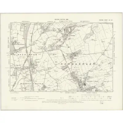 1895 Map of Durham XIII.SE, 1898 Print