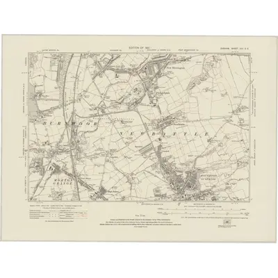 1915 Map of Durham XIII.SE, 1921 Print