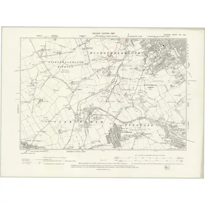 1895 Map of Durham XIV.NW, 1898 Print
