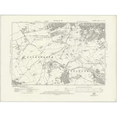 1914 Map of Durham XIV.NW, 1921 Print