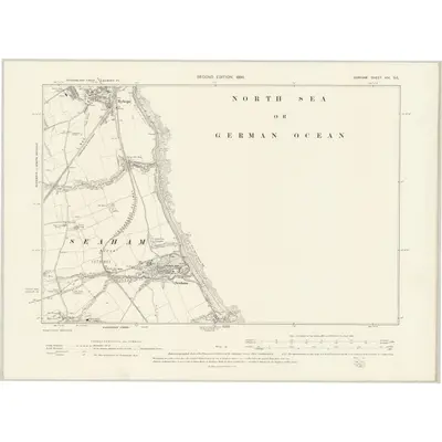 1895 Map of Durham XIV.SE, 1898 Print