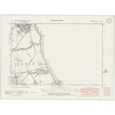 1938 Map of Durham XIV.SE, 1946 Print