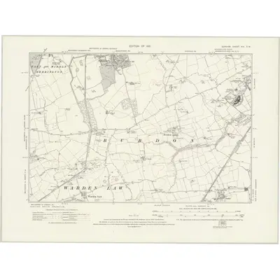 1914 Map of Durham XIV.SW, 1921 Print