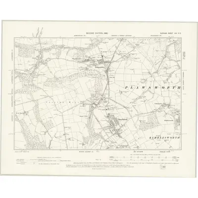 1895 Map of Durham XIX.NE, 1898 Print