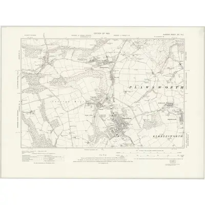 1915 Map of Durham XIX.NE, 1923 Print