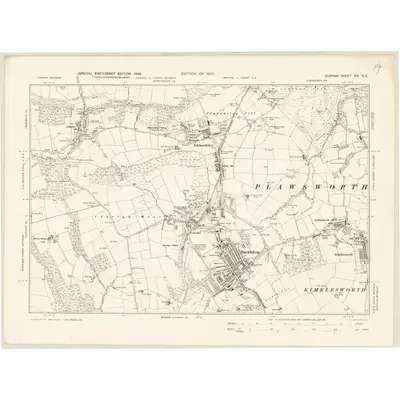 1938 Map of Durham XIX.NE, 1939 Print