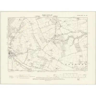 1895 Map of Durham XIX.NW, 1898 Print