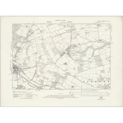 1915 Map of Durham XIX.NW, 1923 Print