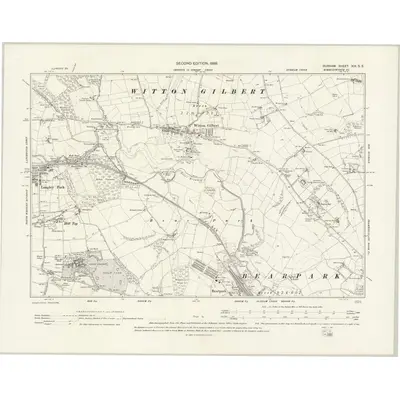 1895 Map of Durham XIX.SE, 1898 Print