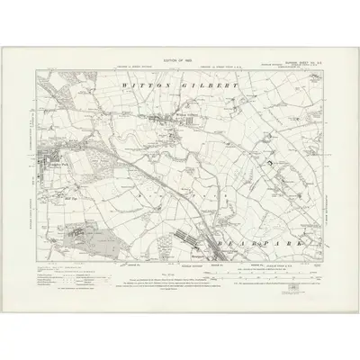 1915 Map of Durham XIX.SE, 1923 Print