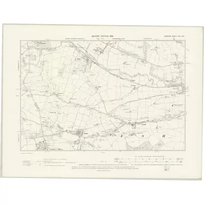 1895 Map of Durham XIX.SW, 1898 Print