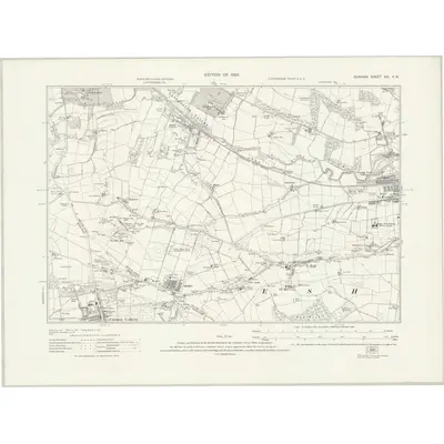 1915 Map of Durham XIX.SW, 1923 Print