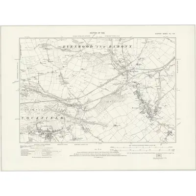 1914 Map of Durham XLI.SE, 1924 Print