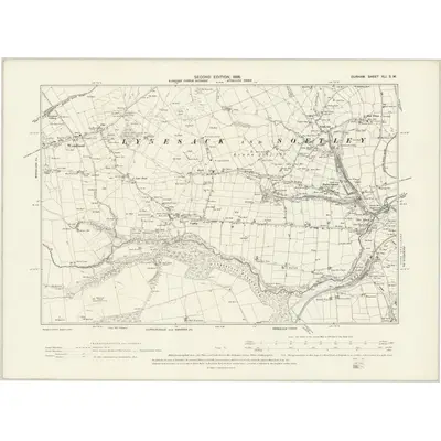 1896 Map of Durham XLI.SW, 1898 Print