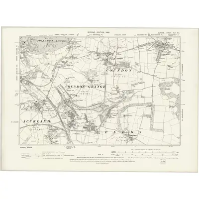 1896 Map of Durham XLII.NE, 1899 Print