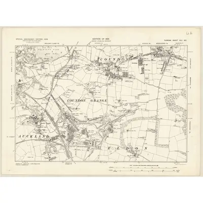 1938 Map of Durham XLII.NE, 1939 Print