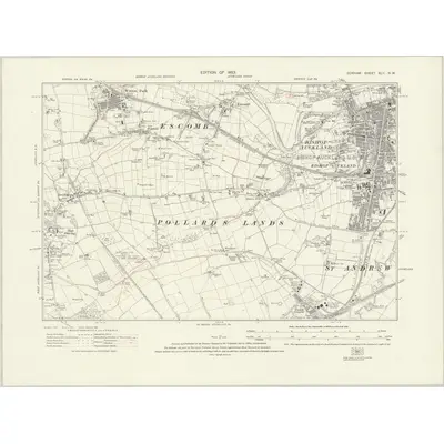 1915 Map of Durham XLII.NW, 1923 Print
