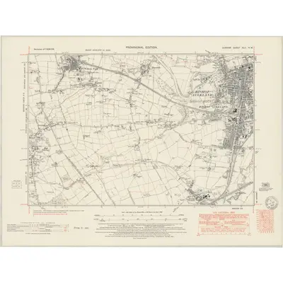 1938 Map of Durham XLII.NW, 1951 Print