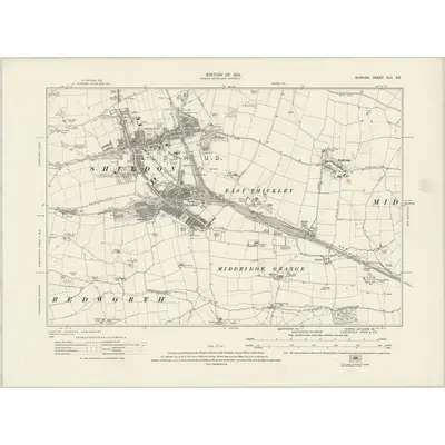 1914 Map of Durham XLII.SE, 1924 Print