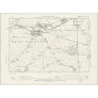 1896 Map of Durham XLII.SW, 1899 Print