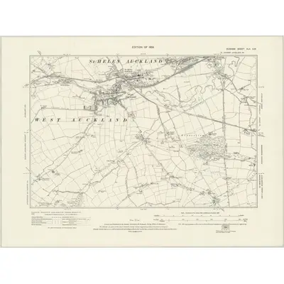 1914 Map of Durham XLII.SW, 1924 Print