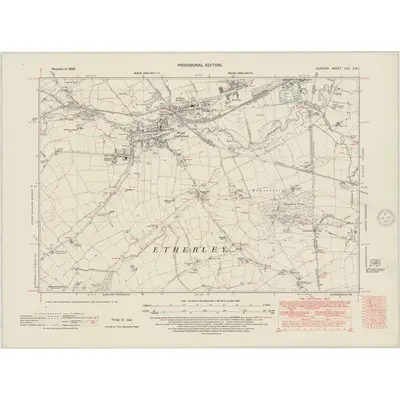 1939 Map of Durham XLII.SW, 1948 Print