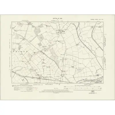 1914 Map of Durham XLIII.SW, 1923 Print