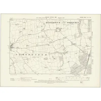 1896 Map of Durham XLIV.NW, 1898 Print