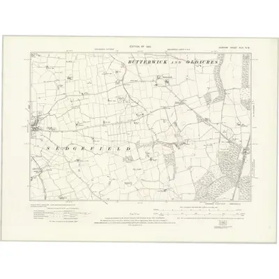 1914 Map of Durham XLIV.NW, 1923 Print