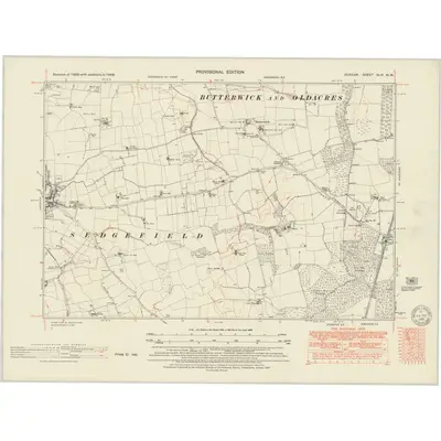 1948 Map of Durham XLIV.NW, 1951 Print