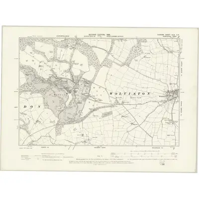 1896 Map of Durham XLIV.SE, 1898 Print