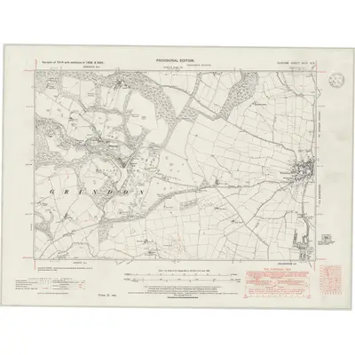 1939 Map of Durham XLIV.SE, 1947 Print