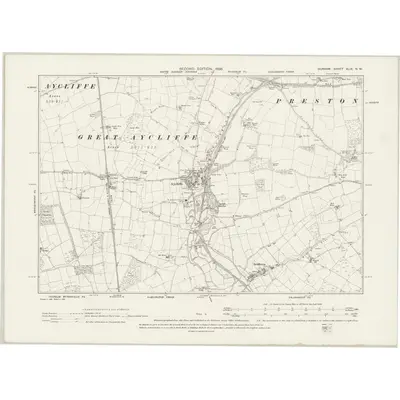 1896 Map of Durham XLIX.NW, 1898 Print